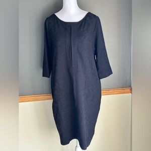 NY 77 Black Stretch Sheath Dress Size 6 Gathered Back